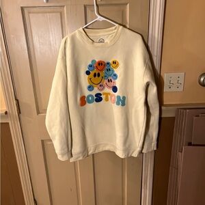 my neighborhood STON" smiley face sweatshirt. XL  vintage-style  interior fleece